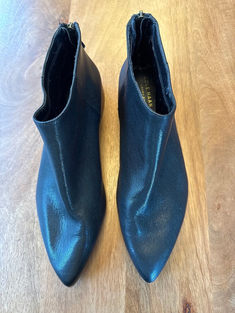 Cole Haan Grand OS Black Leather Pointed Toe Ankle Booties 8.5